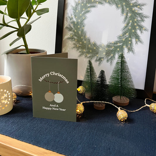 Luxe Christmas Card - Green Baubles