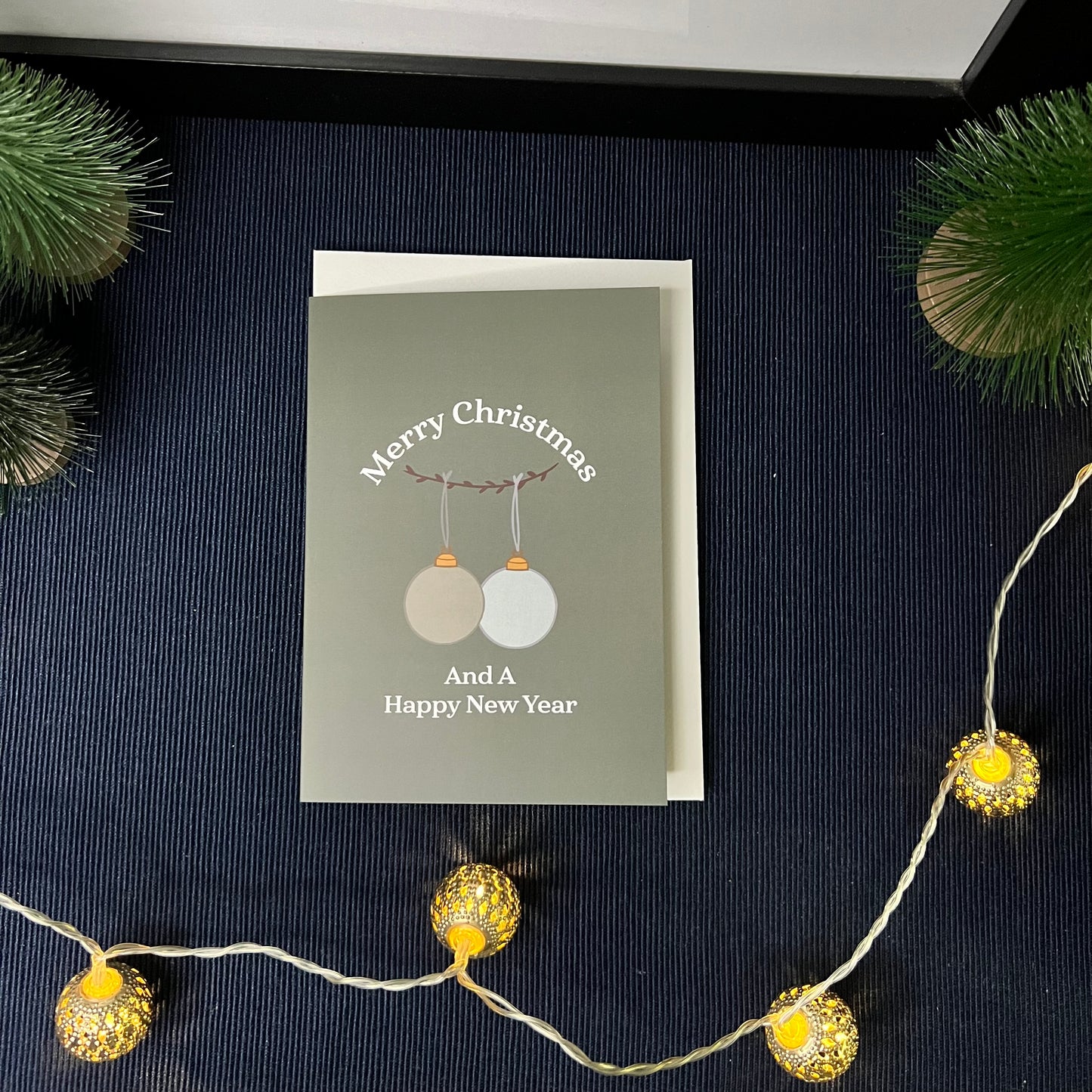 Luxe Christmas Card - Green Baubles