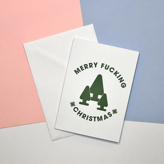 Merry Fucking Christmas Greetings Card - Green A6