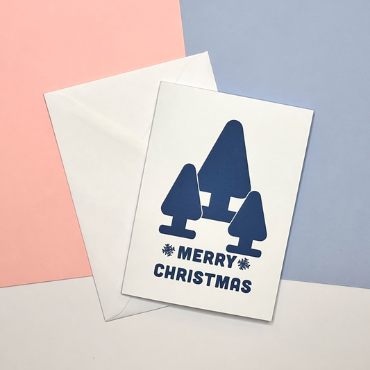 Merry Christmas Greetings Card - Navy A6